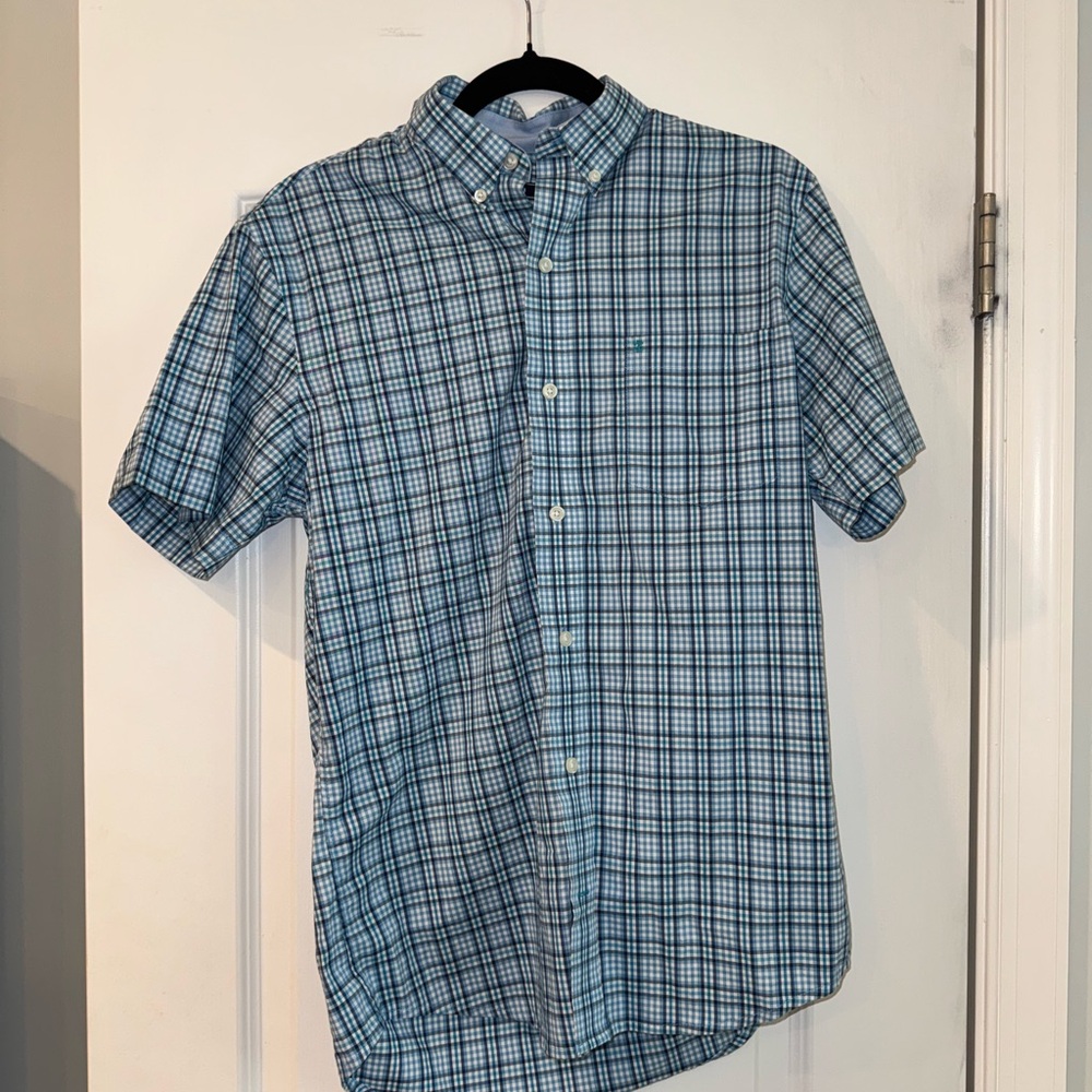 Izod Blue Casual Button Down Shirt Lightweight
